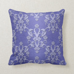 Periwinkle Pillows Decorative Throw Zazzle Periwinkle Blue Fancy Fl Damask Pattern Throw Pillow