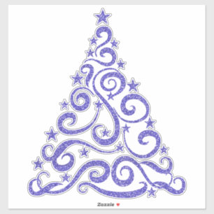 Periwinkle Blue Faux Glitter Christmas Tree Sticker