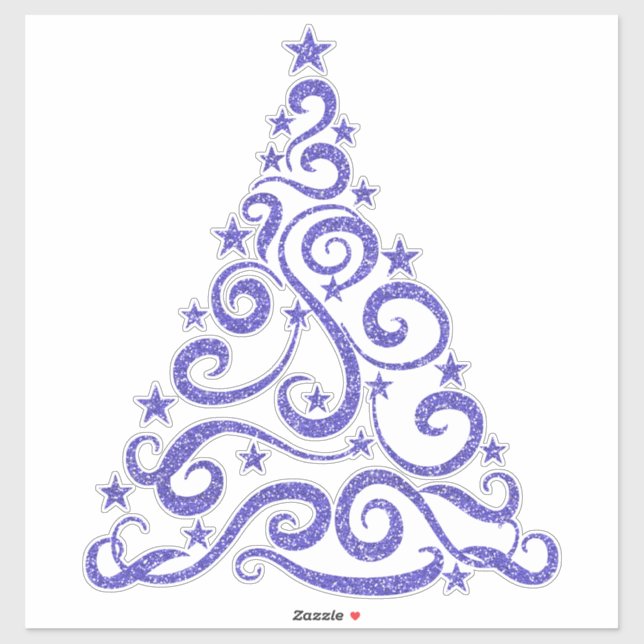 Periwinkle Blue | Faux Glitter Christmas Tree Sticker (Sheet)