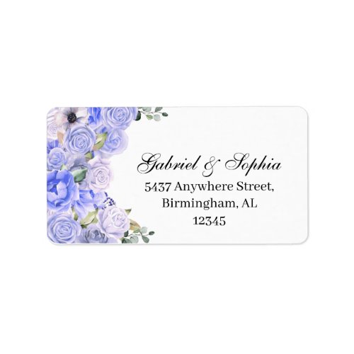 Periwinkle Blue Floral Address Label