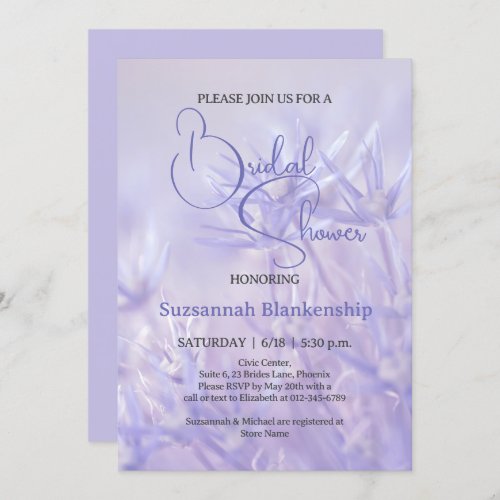 Periwinkle Blue Floral Background Bridal Shower  Invitation