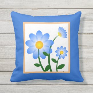 Periwinkle Blue Floral Outdoor Pillow