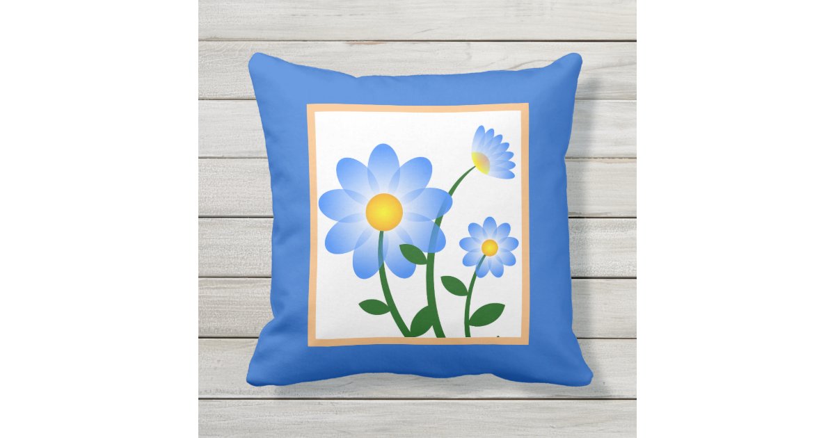Periwinkle Blue Floral Outdoor Pillow Zazzle Com