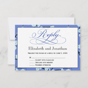 Periwinkle Blue Floral Reply RSVP Card
