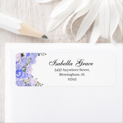Periwinkle Blue Floral Return Address Label