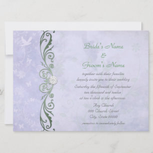 Periwinkle Blue Floral Spring Wedding Invitation