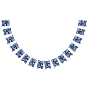 Periwinkle Blue Floral Toile No.1 Customizable Bunting Flags