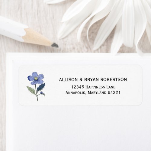 Periwinkle Blue Floral Wedding Invitation Address Label