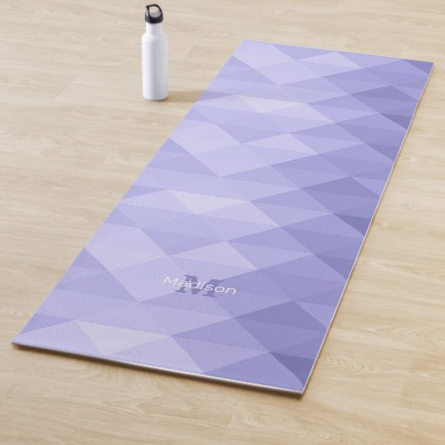 Periwinkle blue geometric square pattern Monogram Yoga Mat