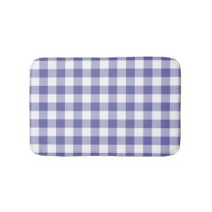 Periwinkle Blue Gingham Check Modern Pattern Bath Mat