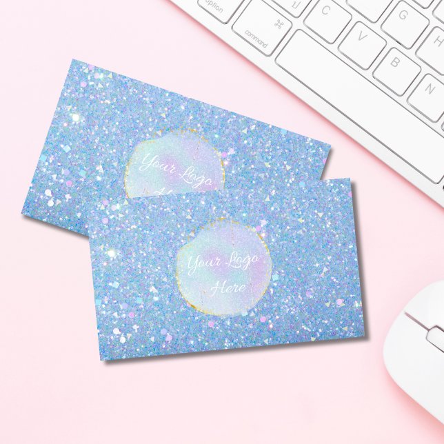 Periwinkle Blue Glitter Custom Business Cards (Creator Uploaded)
