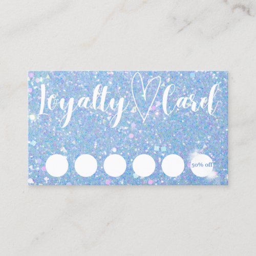 Periwinkle Blue Glitter Customer Loyalty Card