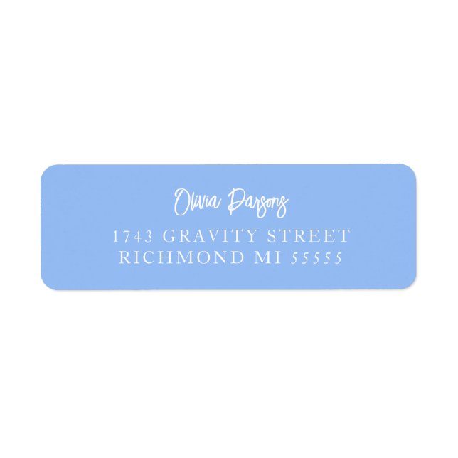 Periwinkle Blue Hand Lettering Scripted  Label (Front)