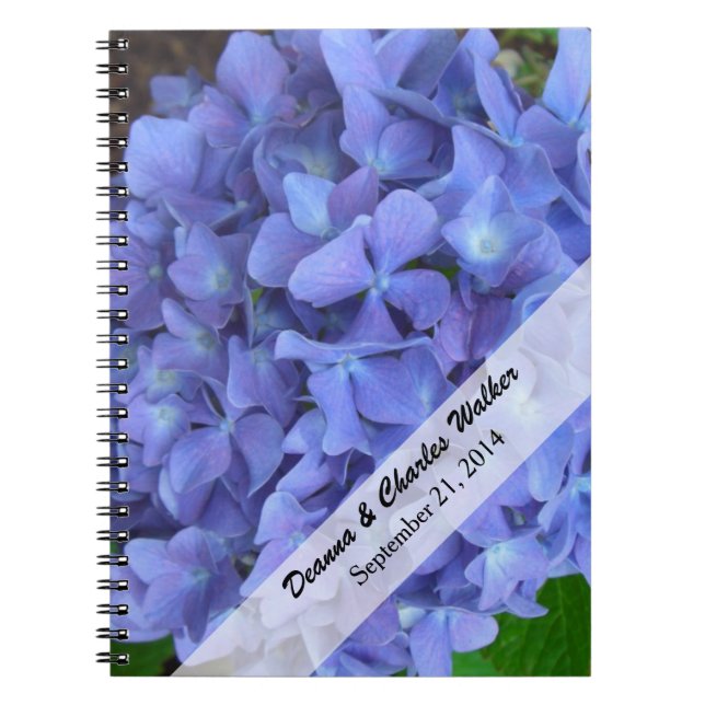 Periwinkle Blue Hydrangea Wedding Guest Notebook (Front)