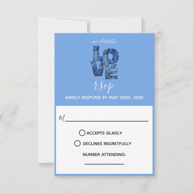 Periwinkle Blue Hydrangea Wedding Response Card (Front)