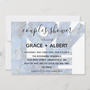 Periwinkle Blue Hydrangeas Couples Shower Invitation