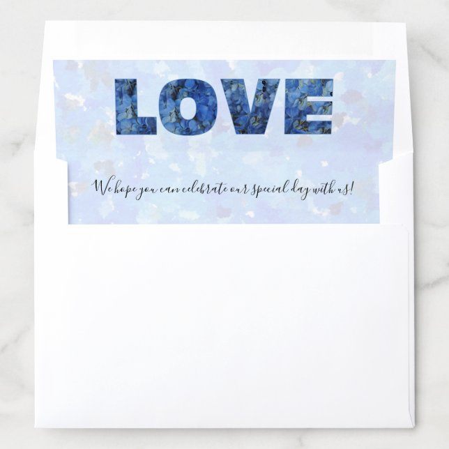 Periwinkle Blue Hydrangeas LOVE Envelope Liner (In Envelope)