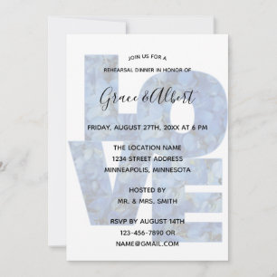 Periwinkle Blue Hydrangeas-LOVE Rehearsal Dinner Invitation