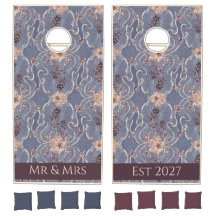 Periwinkle Blue Lace Art Nouveau Floral Wedding