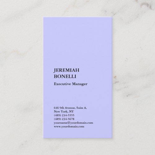 Periwinkle blue minimalist modern premium silk business card