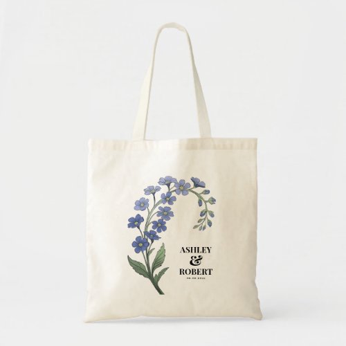 Periwinkle Blue Modern Floral Wedding Welcome Tote Bag