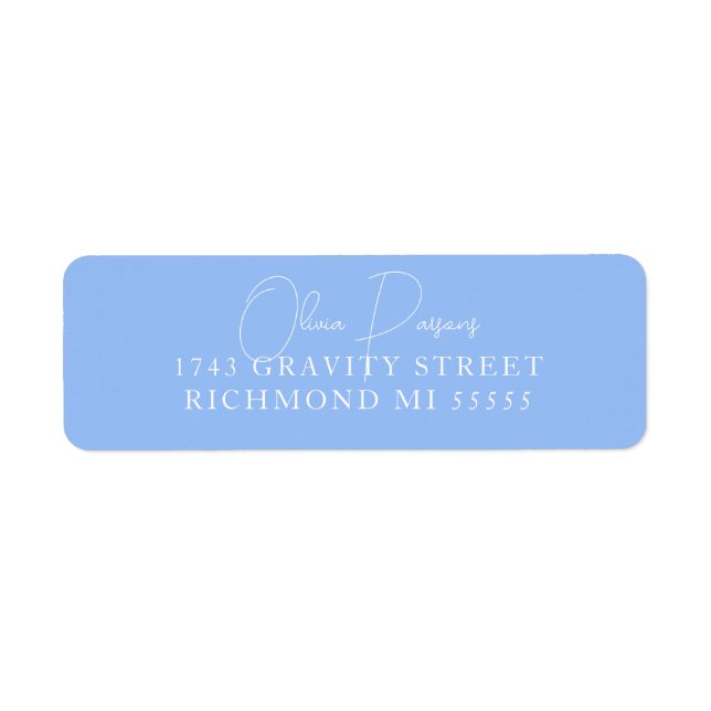 Periwinkle Blue Modern Minimally Scripted Label (Front)