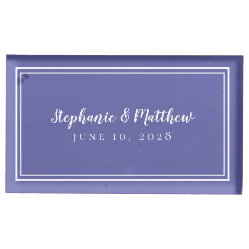 Periwinkle Blue Modern Wedding Reception Table Place Card Holder