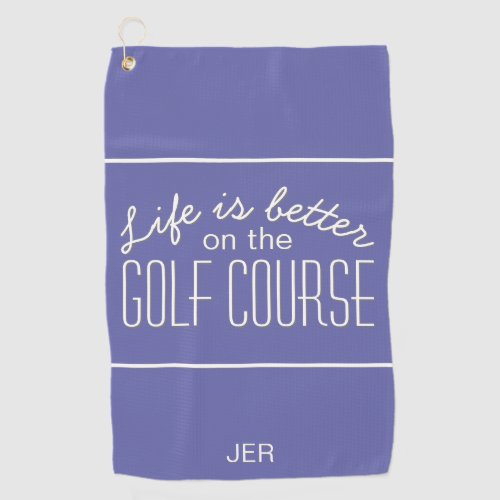 Periwinkle Blue Monogram Golfer Life is Better Pro Golf Towel
