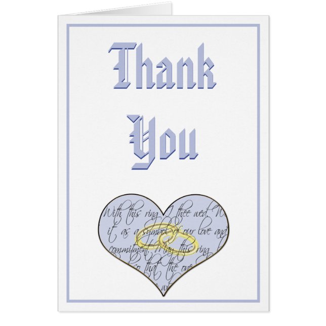 Periwinkle Blue Monogram Wedding Vow Thank You Cards (Front)