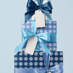Periwinkle Blue Nordic Sweater Snowflake Pattern Wrapping Paper