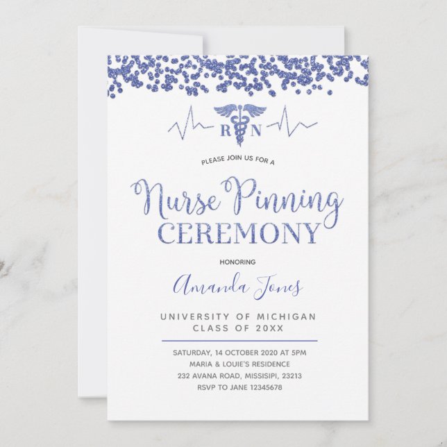 Periwinkle blue Nurse Pinning Ceremony Invitation (Front)