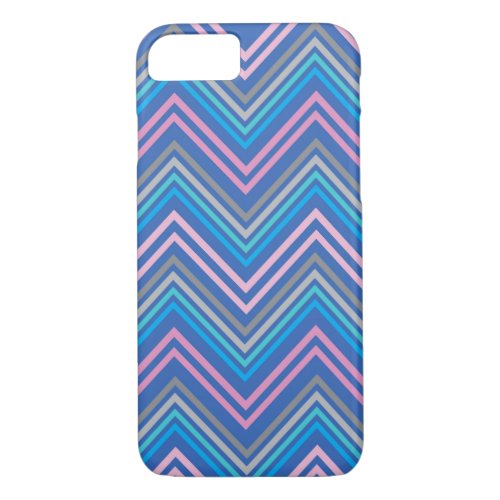 Periwinkle Blue Pink and Gray Chevron Pattern iPhone 87 Case