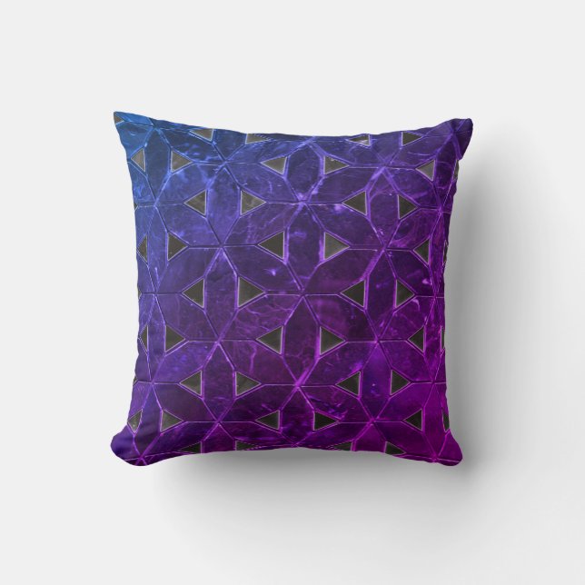 Periwinkle blue purple Mosaic Flower-of-Life Throw Pillow (Front)