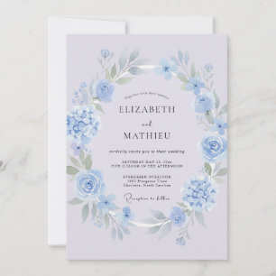 Periwinkle Blue Refined Spring Wedding Invitation