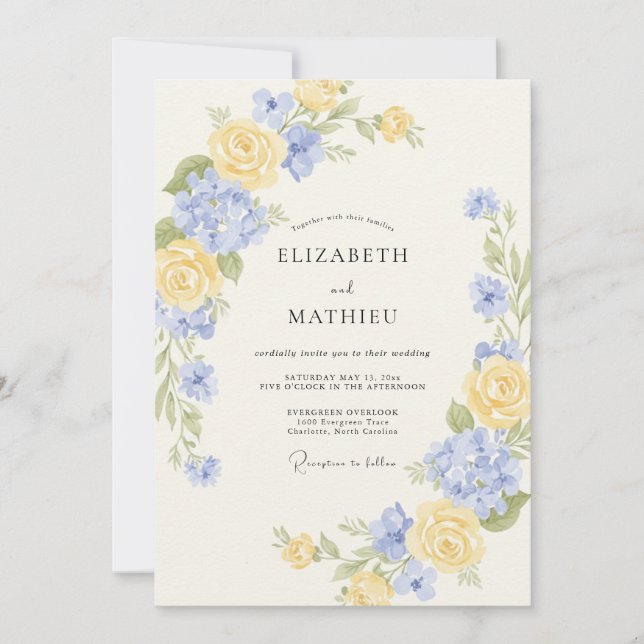 Periwinkle Blue Romantic Spring Wedding Invitation (Front)