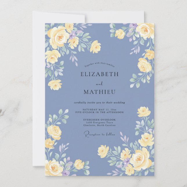 Periwinkle Blue Romantic Summer Wedding Invitation (Front)