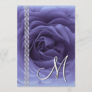 PERIWINKLE BLUE Rose & Lace Wedding Invitations