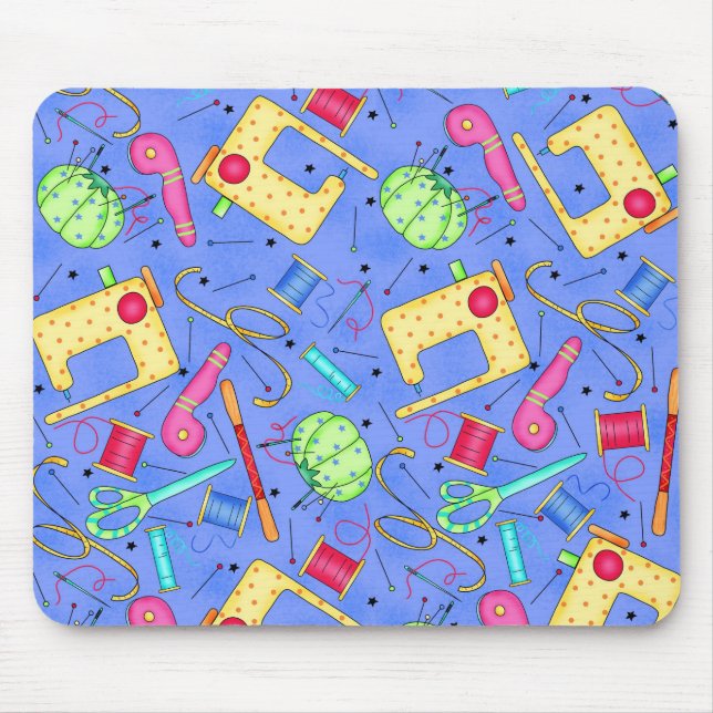 Periwinkle Blue Sewing Notions Mousepad (Front)