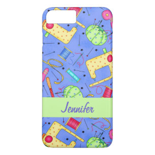 Periwinkle Blue Sewing Notions Name Personalized iPhone 8 Plus/7 Plus Case