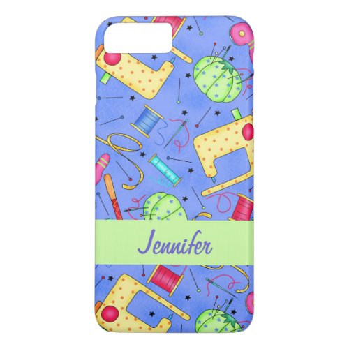 Periwinkle Blue Sewing Notions Name Personalized iPhone 8 Plus7 Plus Case