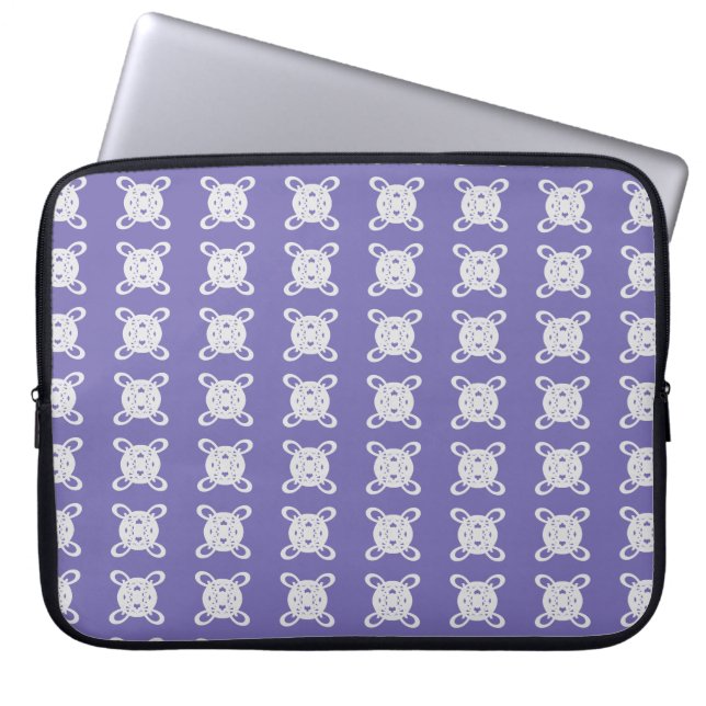 Periwinkle Blue & Silver Gray Circle Pattern Laptop Sleeve (Front)