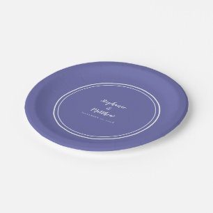 Periwinkle Blue Simple Modern Bride Groom Wedding Paper Plates