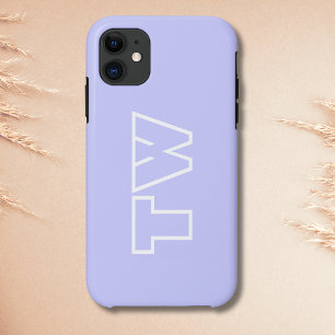 Periwinkle Blue Solid Color Minimalist Monogram iPhone 11 Case