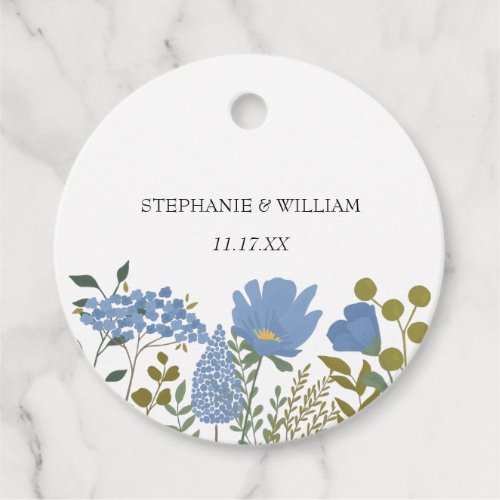 Periwinkle Blue Spring Floral Wedding Favor Tags