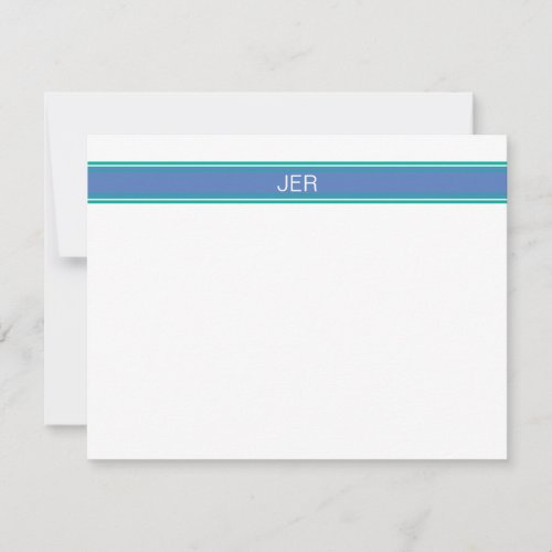 Periwinkle Blue  Teal Monogrammed Name Initials Note Card