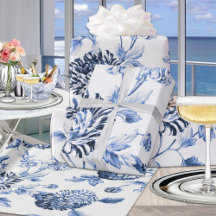 Periwinkle Blue Vintage Botanical Floral Toile