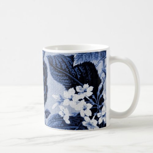 Periwinkle Blue Vintage Floral Toile No1 Coffee Mug