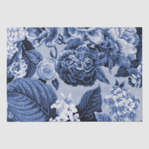 Periwinkle Blue Vintage Floral Toile No.1 Tissue Paper