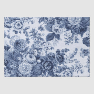 Periwinkle Blue Vintage Floral Toile No.3 Tissue Paper