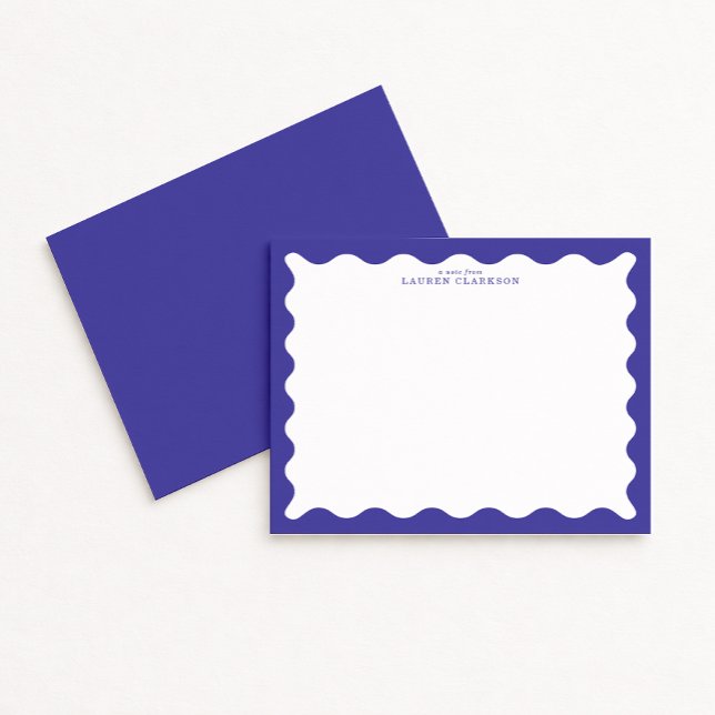 Periwinkle Blue Wavy Frame Note Card (Creator Uploaded)